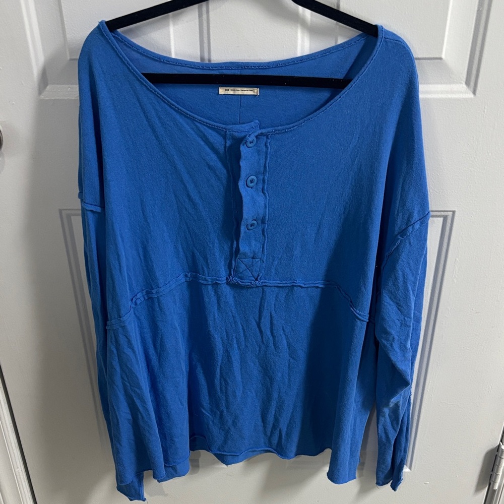 Urban Outfitters Royal Blue Long Sleeve Henley